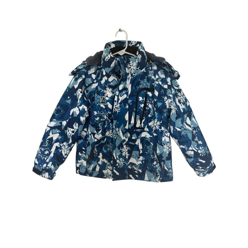 Keevoom Winter Waterproof Ski Jackey Youth Blue Snowflake Compass Size 4-5 EUC